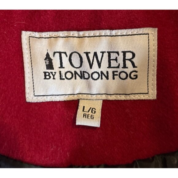 Tower By London Fog Coat Womens Lg Red Double Breasted Wool Blend Peacoat Lined - Picture 6 of 11